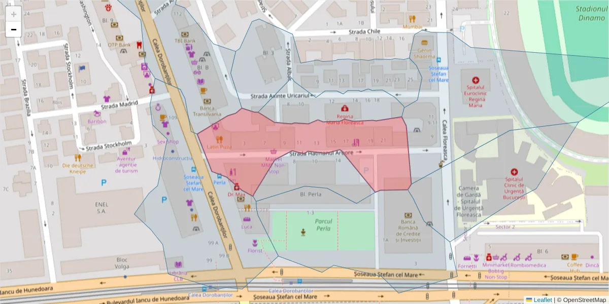 Hartă a codului poștal  și a codurilor poștale învecinate