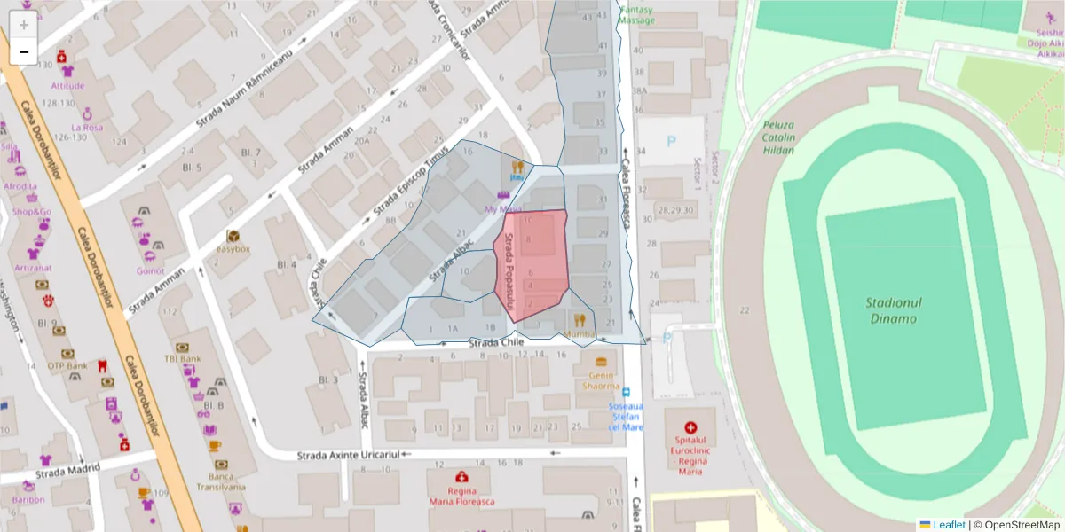 Hartă a codului poștal  și a codurilor poștale învecinate