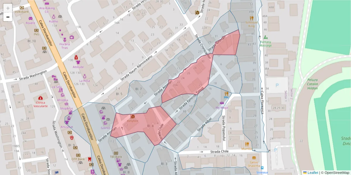 Hartă a codului poștal  și a codurilor poștale învecinate