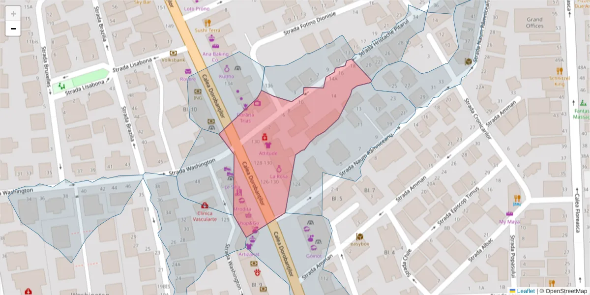 Hartă a codului poștal  și a codurilor poștale învecinate