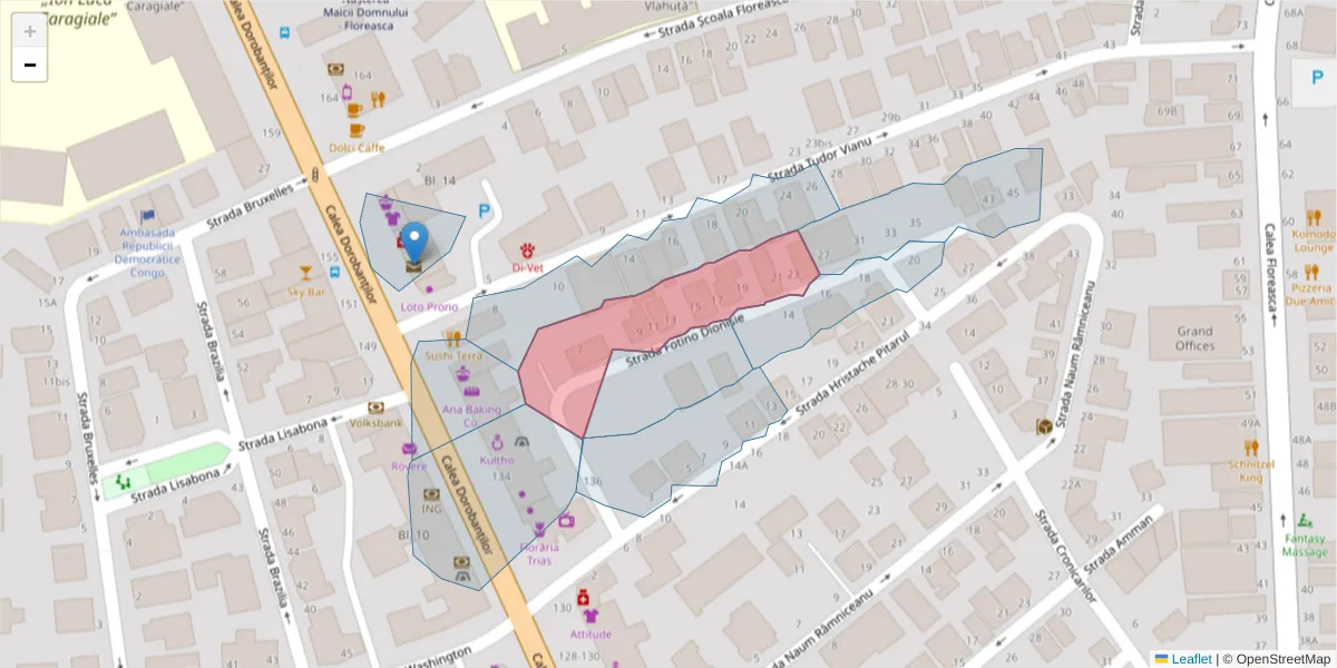 Hartă a codului poștal  și a codurilor poștale învecinate