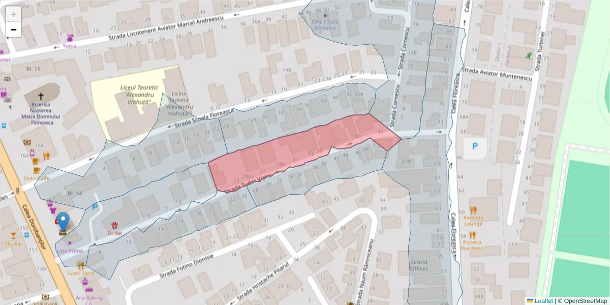 Hartă a codului poștal  și a codurilor poștale învecinate