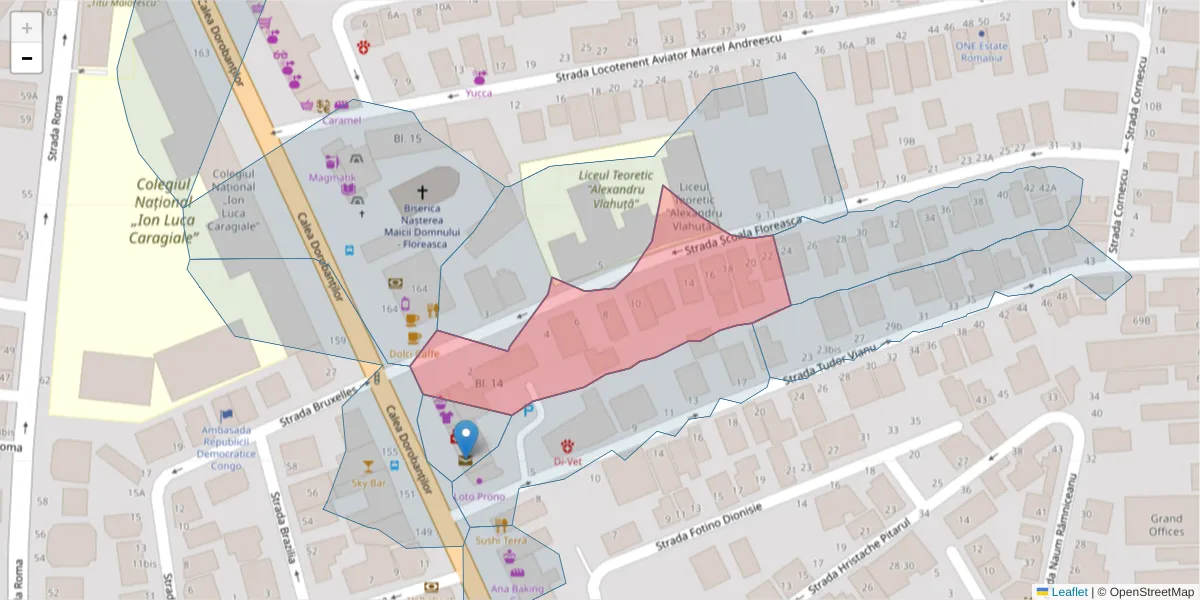 Hartă a codului poștal  și a codurilor poștale învecinate