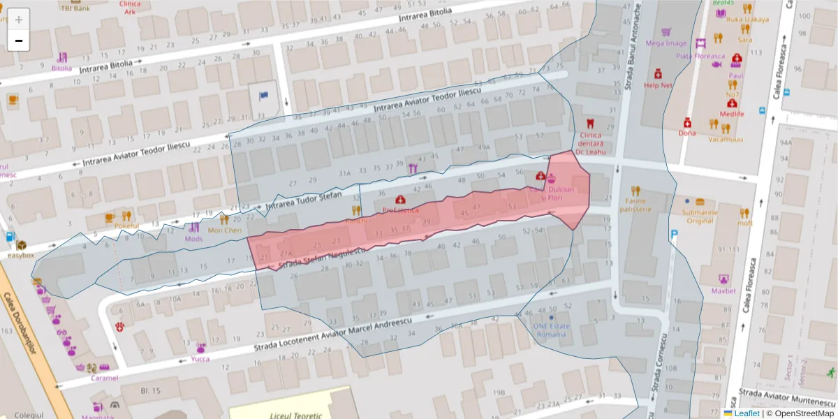 Hartă a codului poștal  și a codurilor poștale învecinate