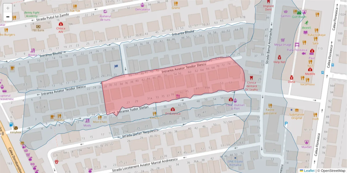 Hartă a codului poștal  și a codurilor poștale învecinate