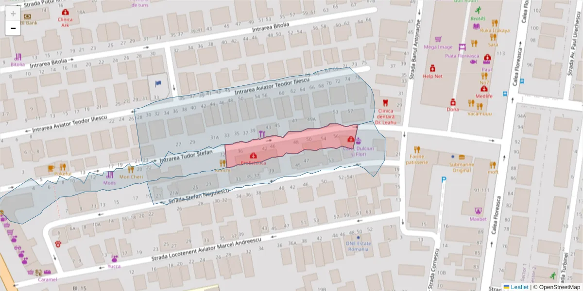 Hartă a codului poștal  și a codurilor poștale învecinate