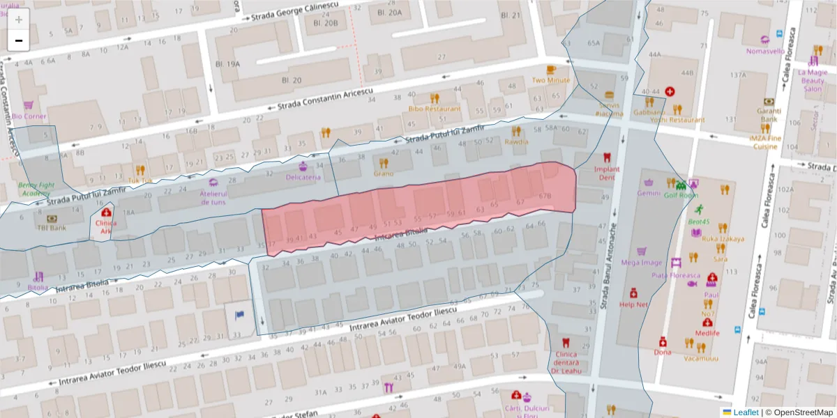 Hartă a codului poștal  și a codurilor poștale învecinate