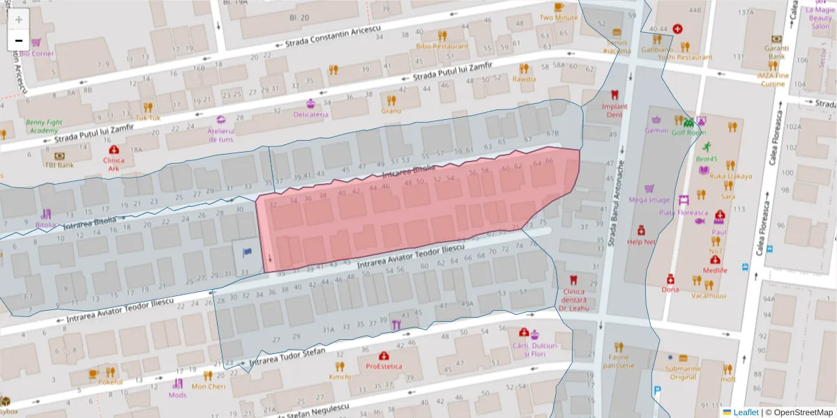 Hartă a codului poștal  și a codurilor poștale învecinate