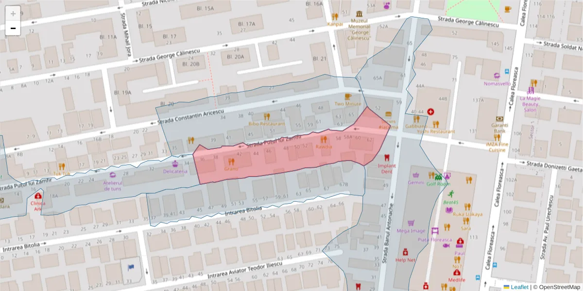 Hartă a codului poștal  și a codurilor poștale învecinate