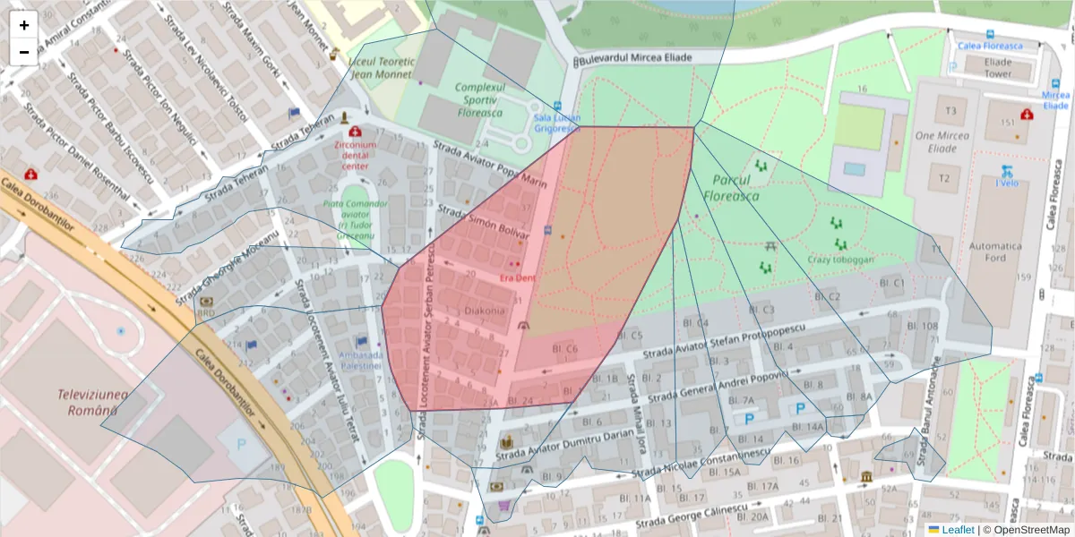 Hartă a codului poștal  și a codurilor poștale învecinate