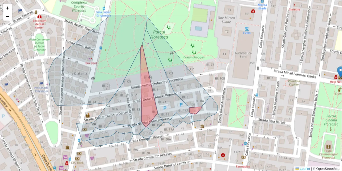 Hartă a codului poștal  și a codurilor poștale învecinate