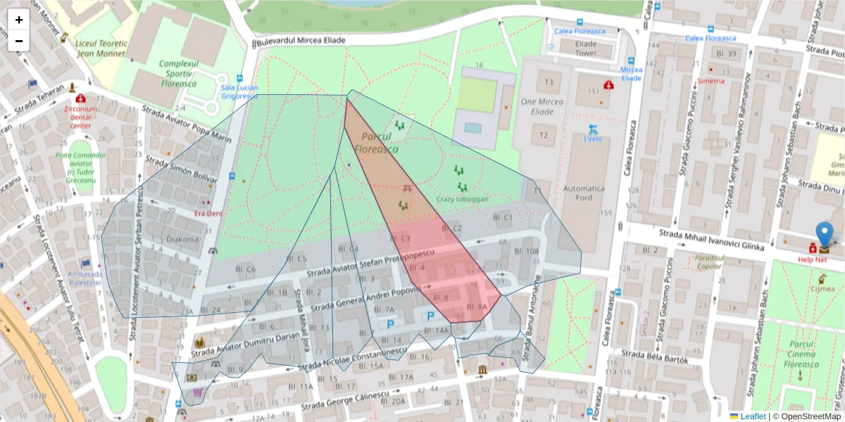 Hartă a codului poștal  și a codurilor poștale învecinate