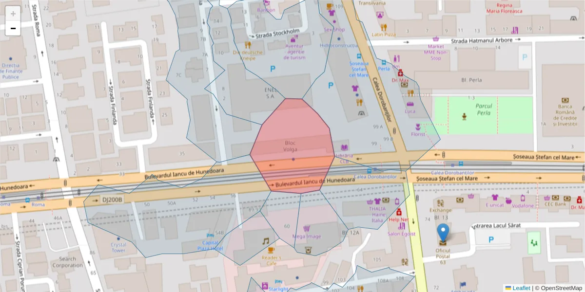Hartă a codului poștal  și a codurilor poștale învecinate