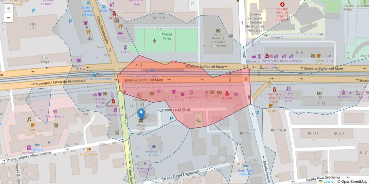 Hartă a codului poștal  și a codurilor poștale învecinate