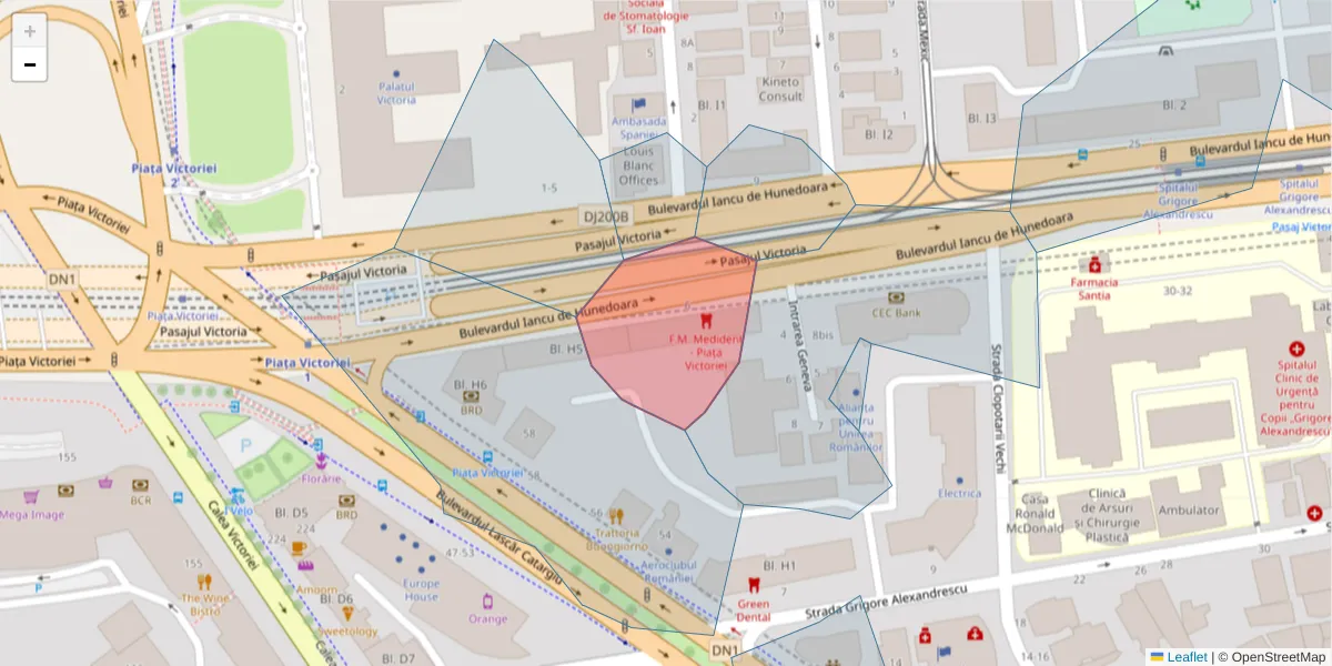 Hartă a codului poștal  și a codurilor poștale învecinate