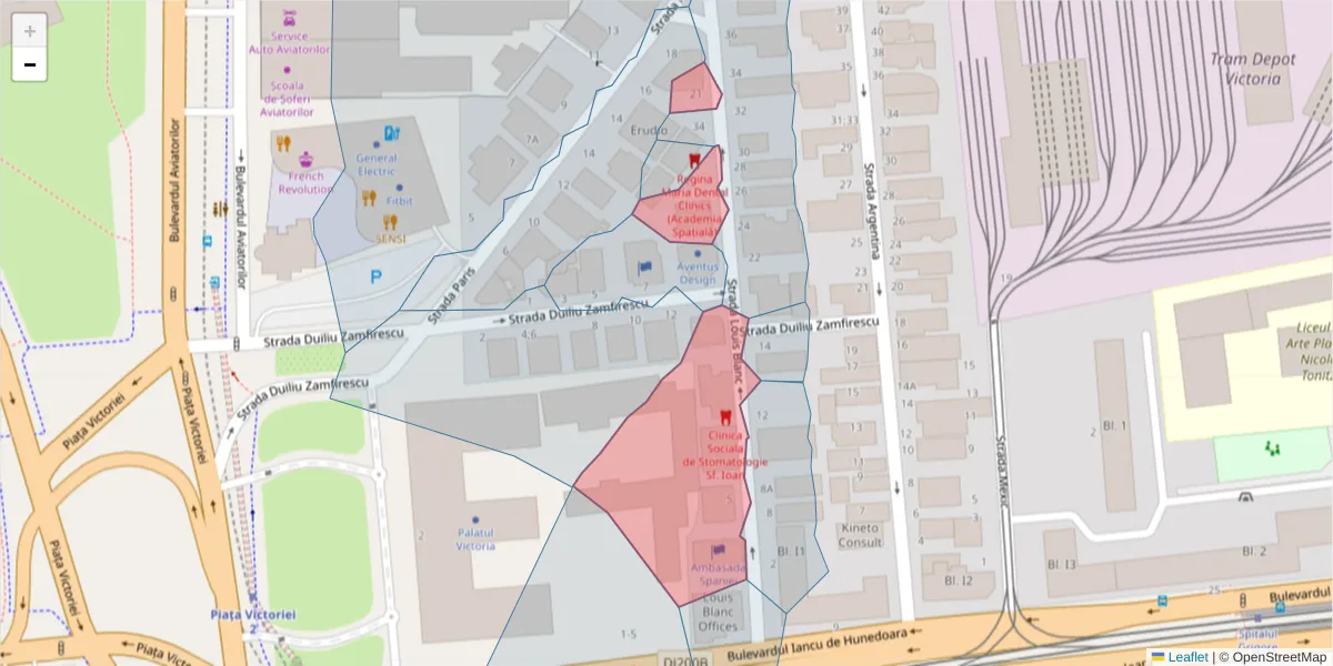 Hartă a codului poștal  și a codurilor poștale învecinate