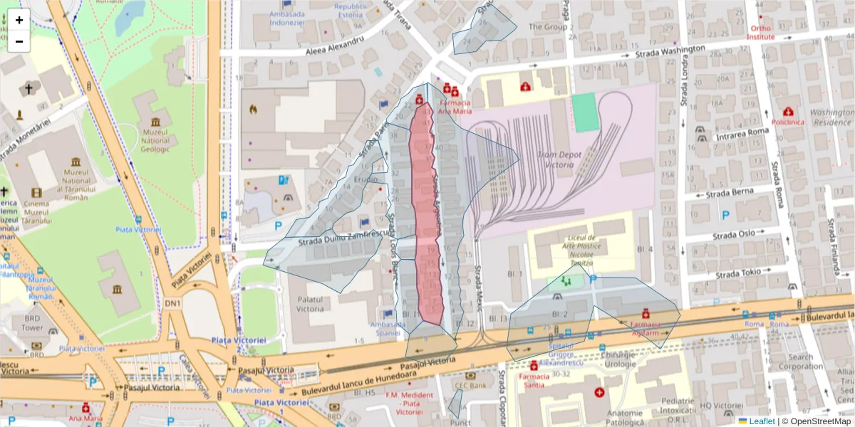 Hartă a codului poștal  și a codurilor poștale învecinate