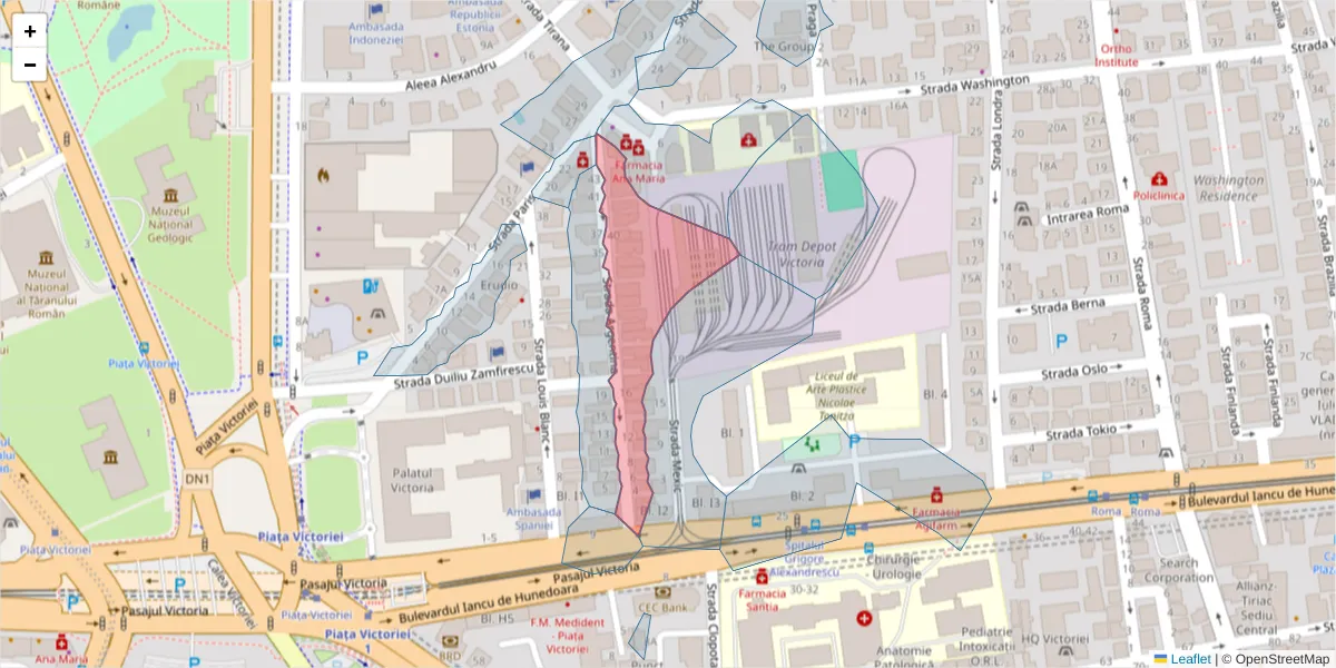 Hartă a codului poștal  și a codurilor poștale învecinate