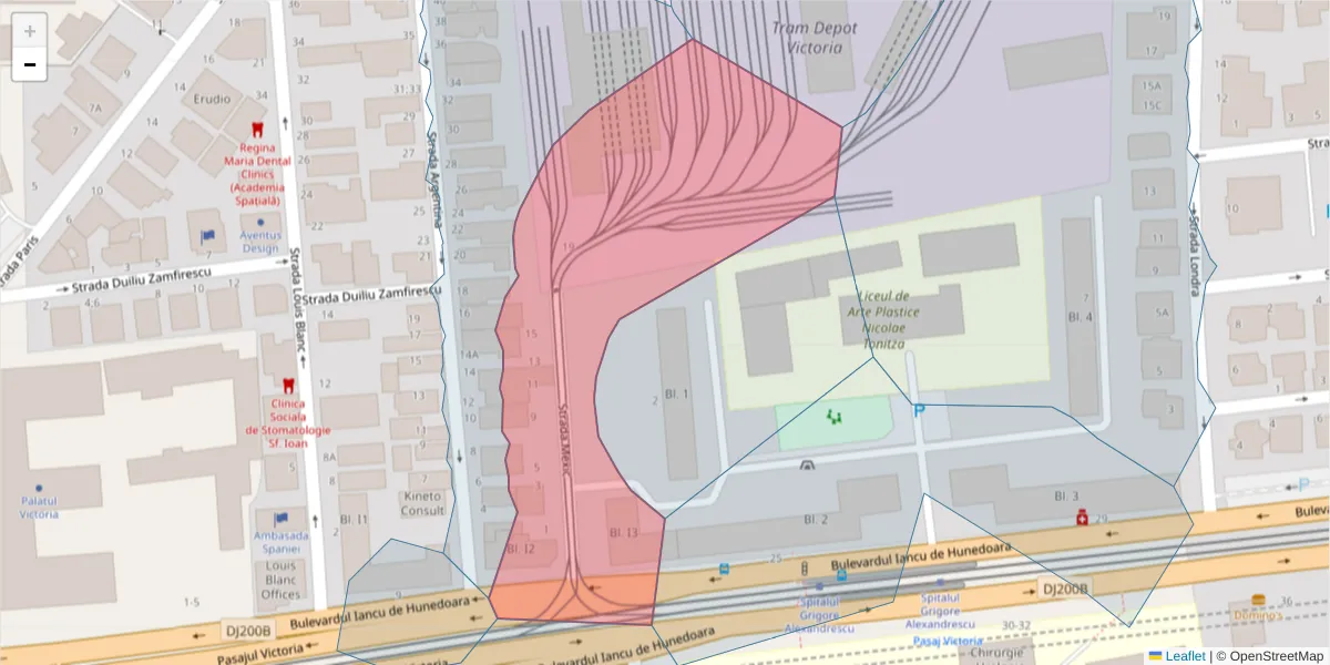 Hartă a codului poștal  și a codurilor poștale învecinate