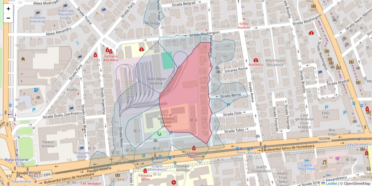 Hartă a codului poștal  și a codurilor poștale învecinate