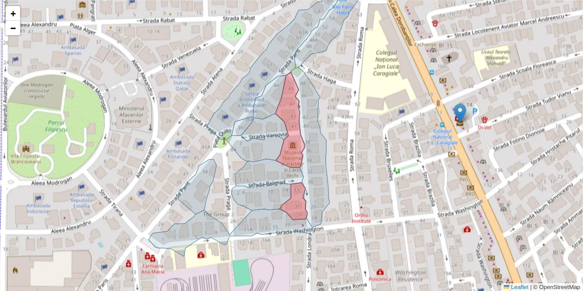 Hartă a codului poștal  și a codurilor poștale învecinate