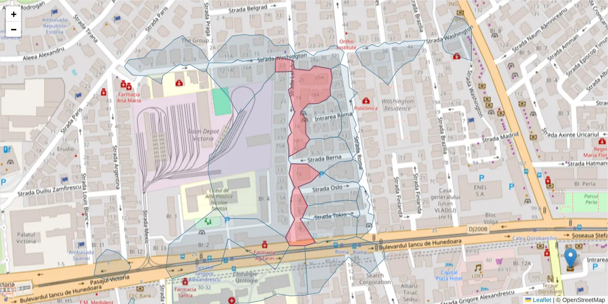 Hartă a codului poștal  și a codurilor poștale învecinate