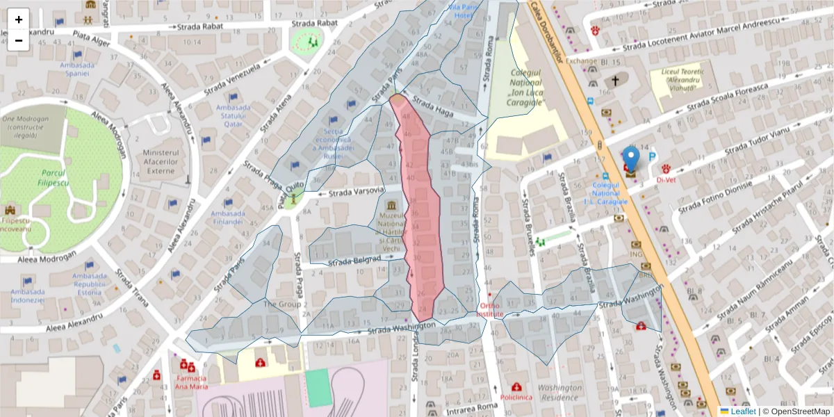 Hartă a codului poștal  și a codurilor poștale învecinate