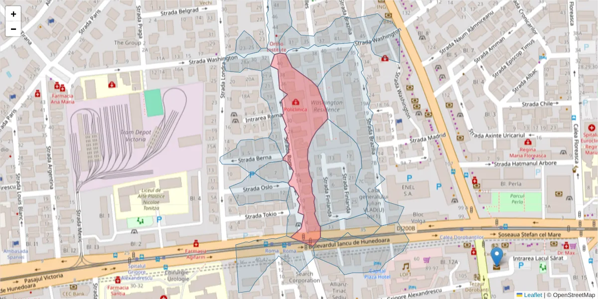 Hartă a codului poștal  și a codurilor poștale învecinate