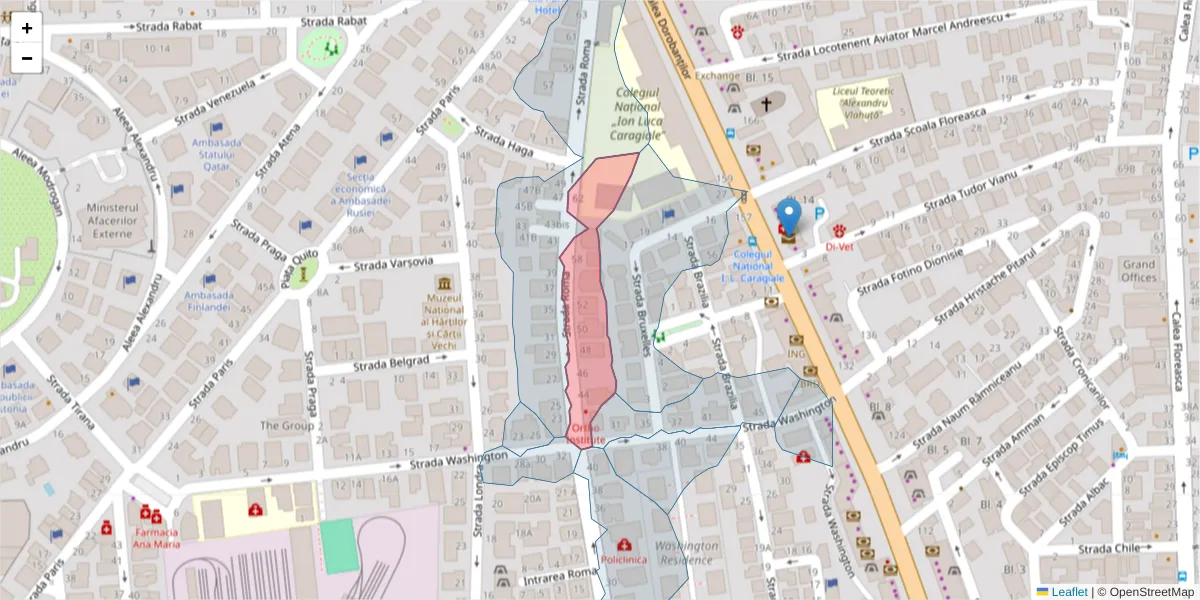 Hartă a codului poștal  și a codurilor poștale învecinate