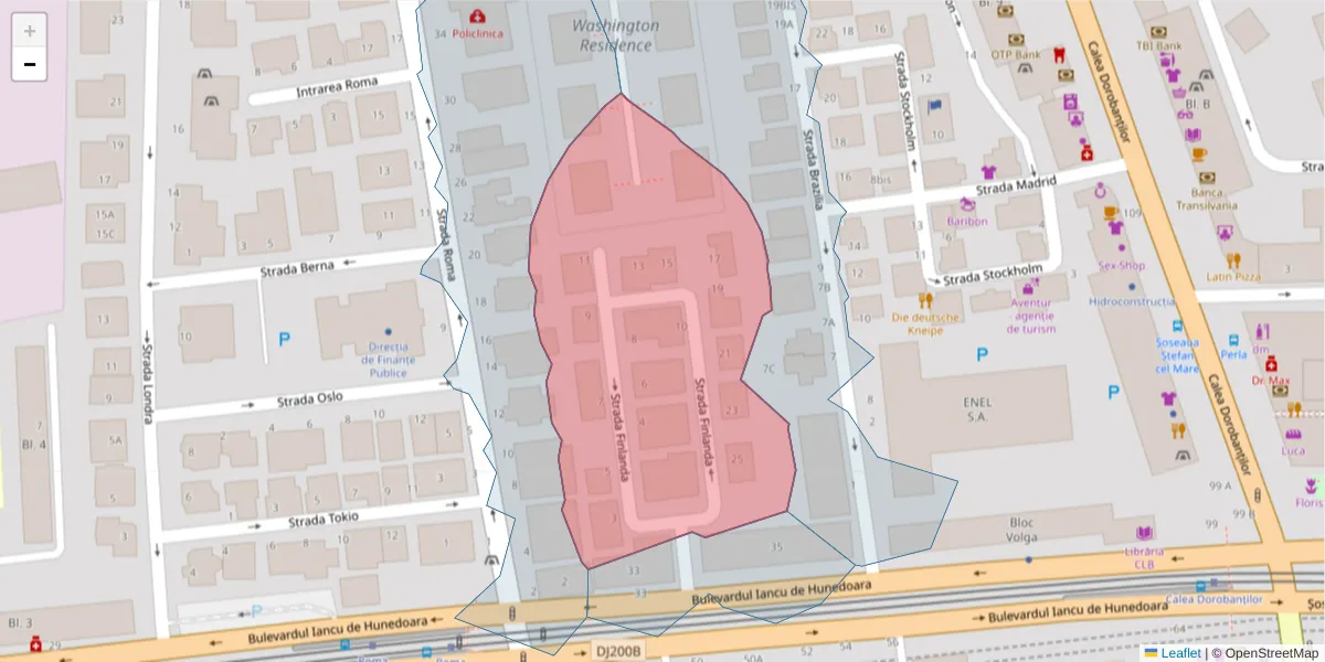 Hartă a codului poștal  și a codurilor poștale învecinate