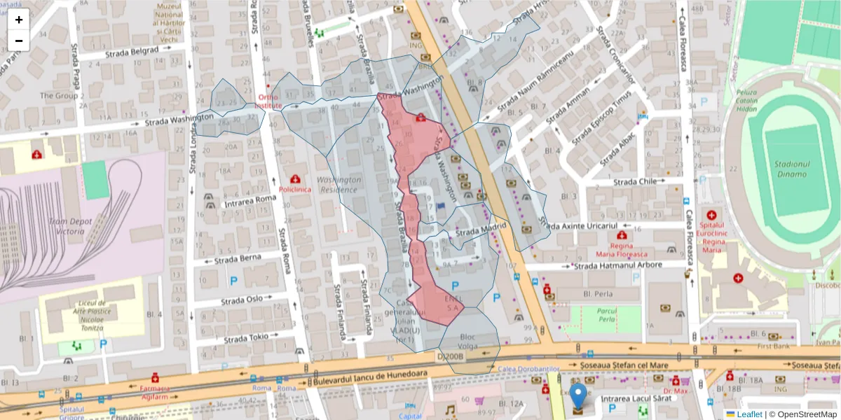 Hartă a codului poștal  și a codurilor poștale învecinate