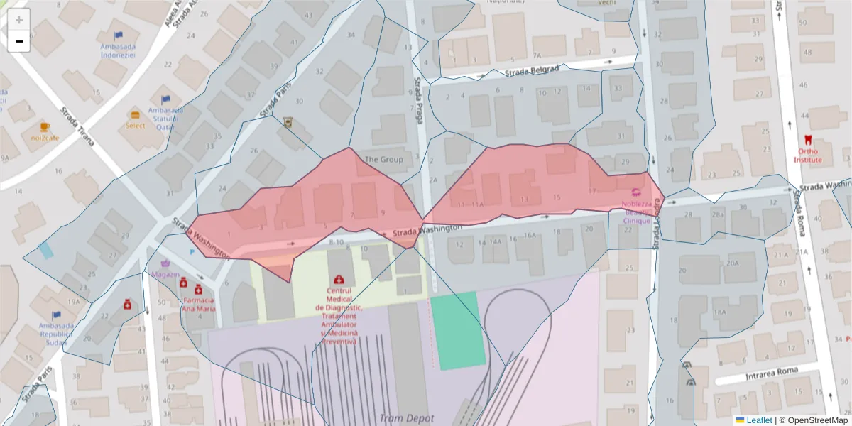 Hartă a codului poștal  și a codurilor poștale învecinate