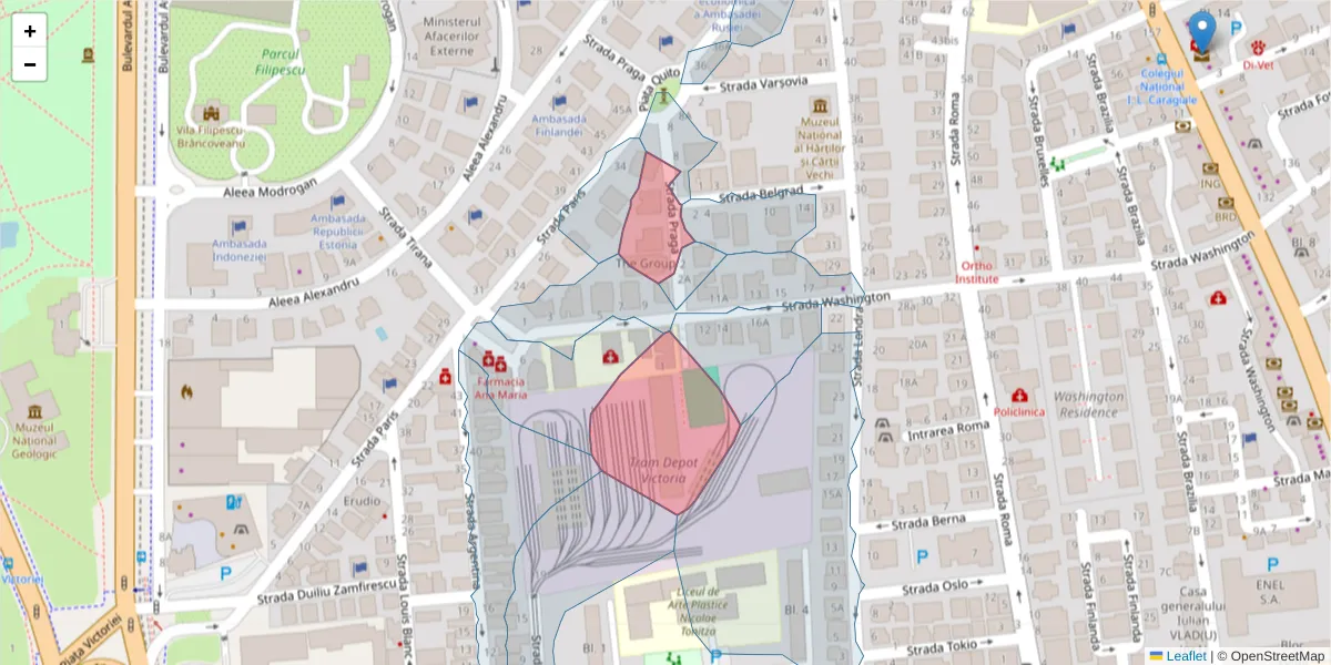 Hartă a codului poștal  și a codurilor poștale învecinate