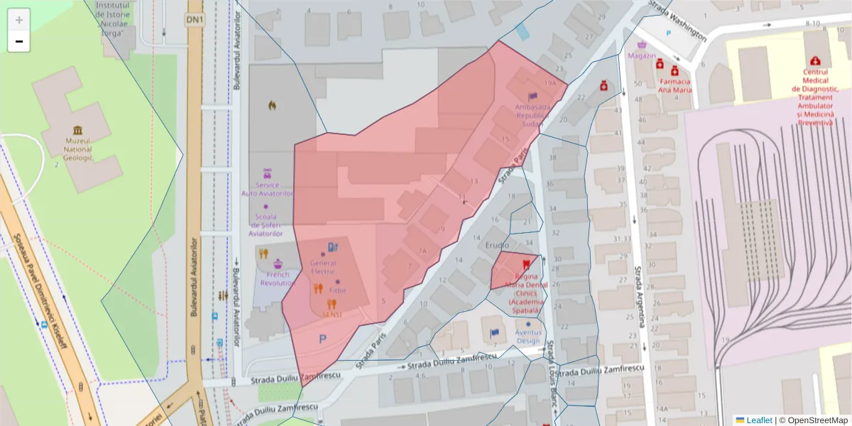 Hartă a codului poștal  și a codurilor poștale învecinate