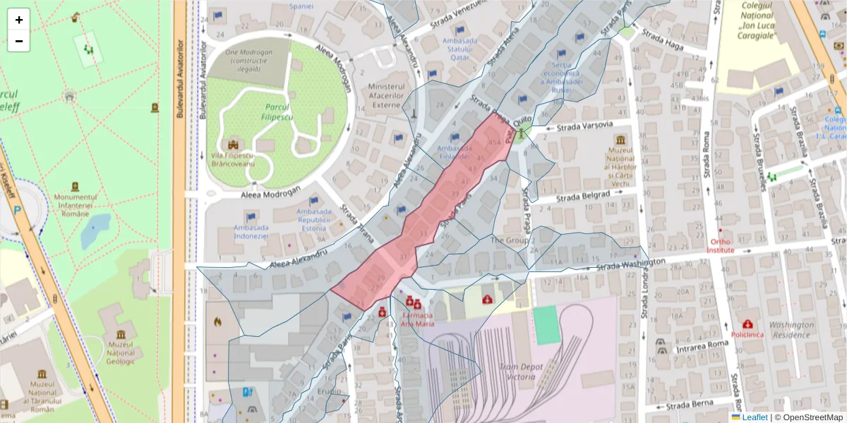 Hartă a codului poștal  și a codurilor poștale învecinate