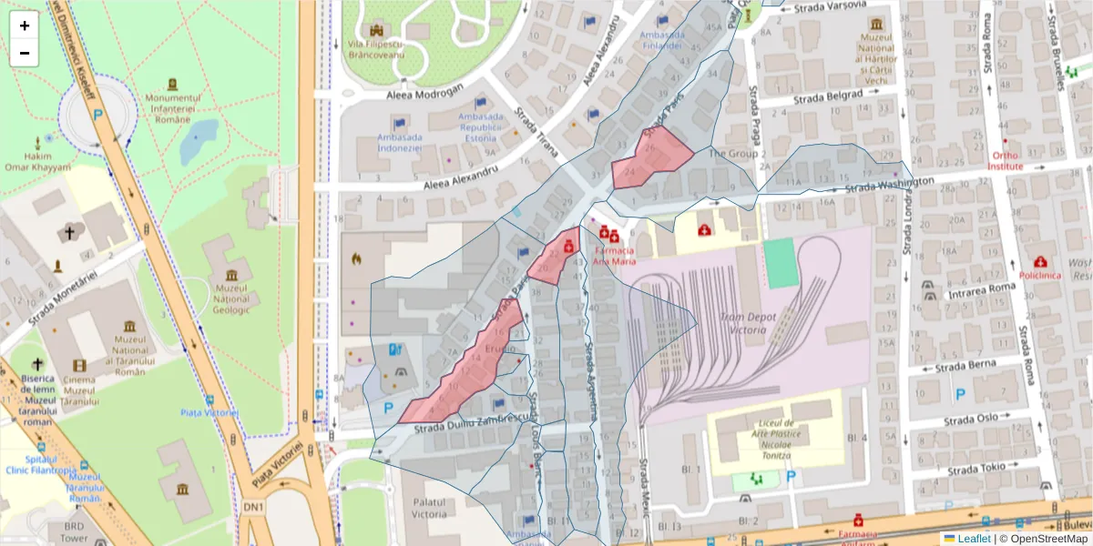 Hartă a codului poștal  și a codurilor poștale învecinate