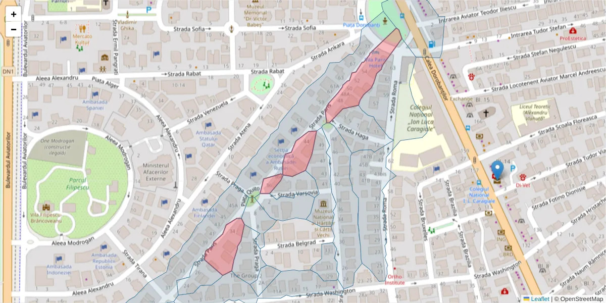 Hartă a codului poștal  și a codurilor poștale învecinate