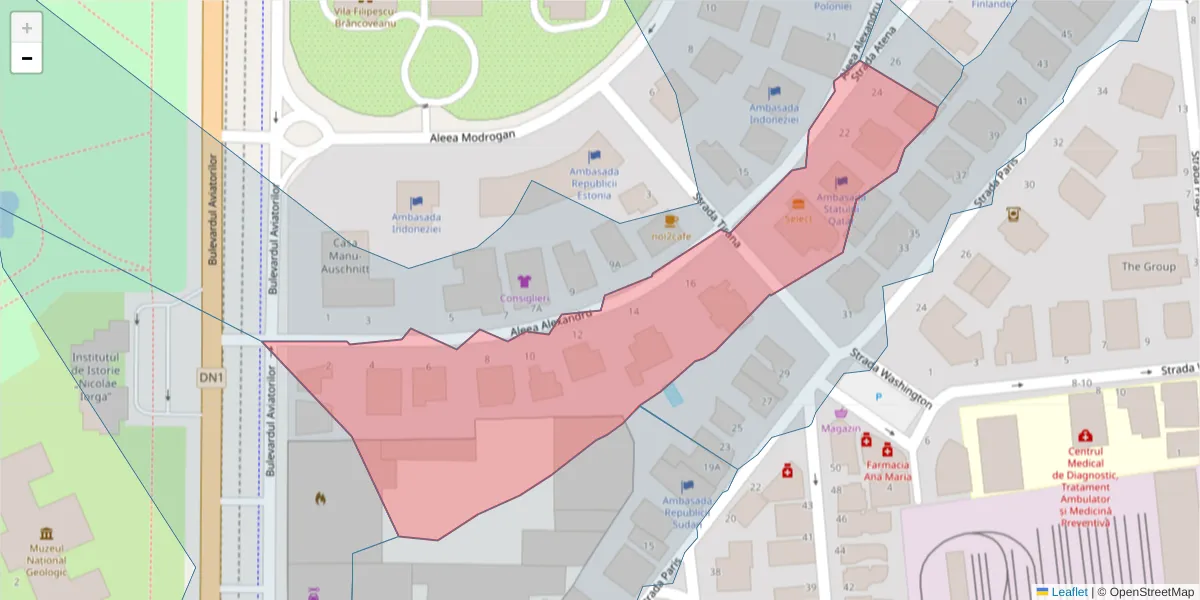 Hartă a codului poștal  și a codurilor poștale învecinate