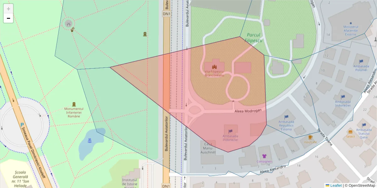 Hartă a codului poștal  și a codurilor poștale învecinate