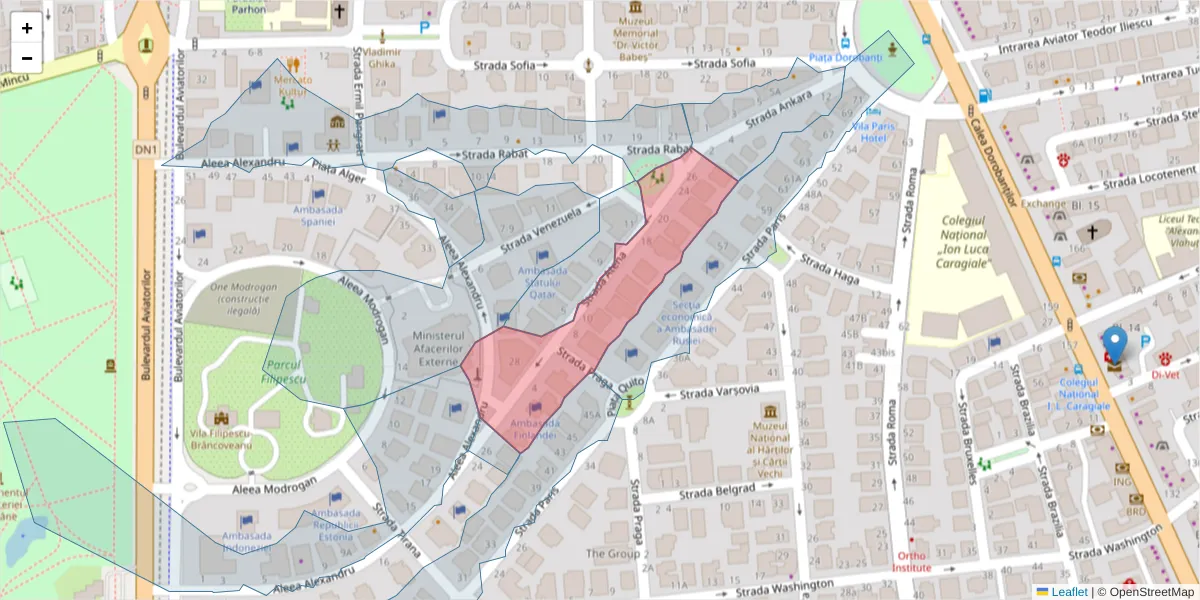 Hartă a codului poștal  și a codurilor poștale învecinate