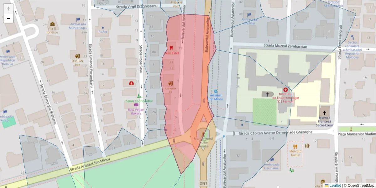 Hartă a codului poștal  și a codurilor poștale învecinate