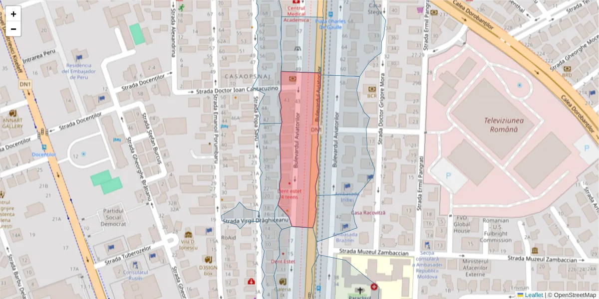 Hartă a codului poștal  și a codurilor poștale învecinate