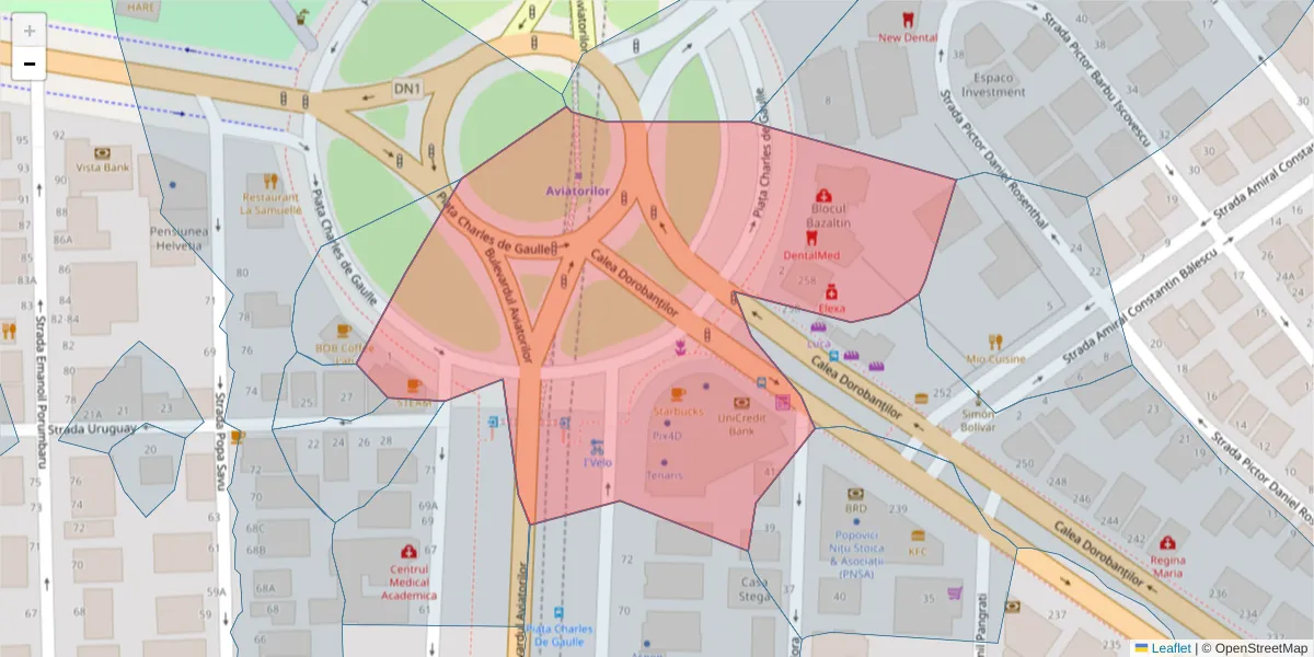 Hartă a codului poștal  și a codurilor poștale învecinate