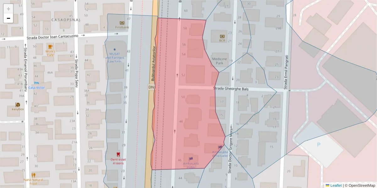Hartă a codului poștal  și a codurilor poștale învecinate