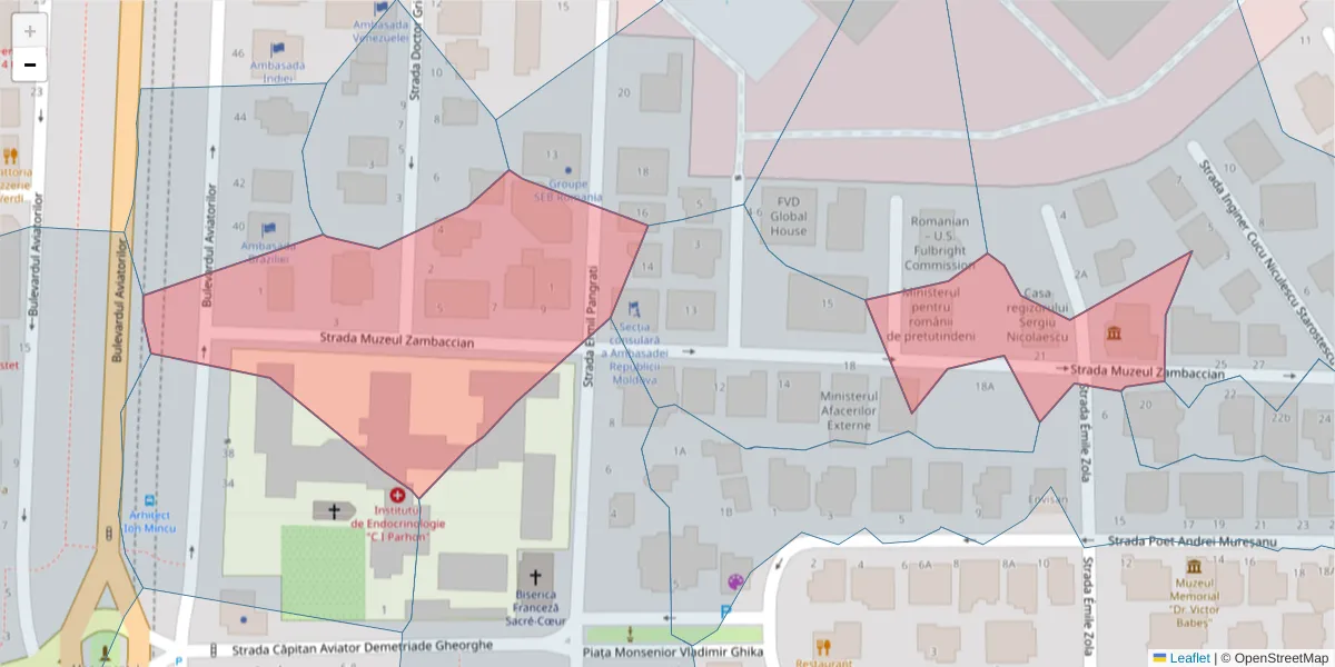 Hartă a codului poștal  și a codurilor poștale învecinate