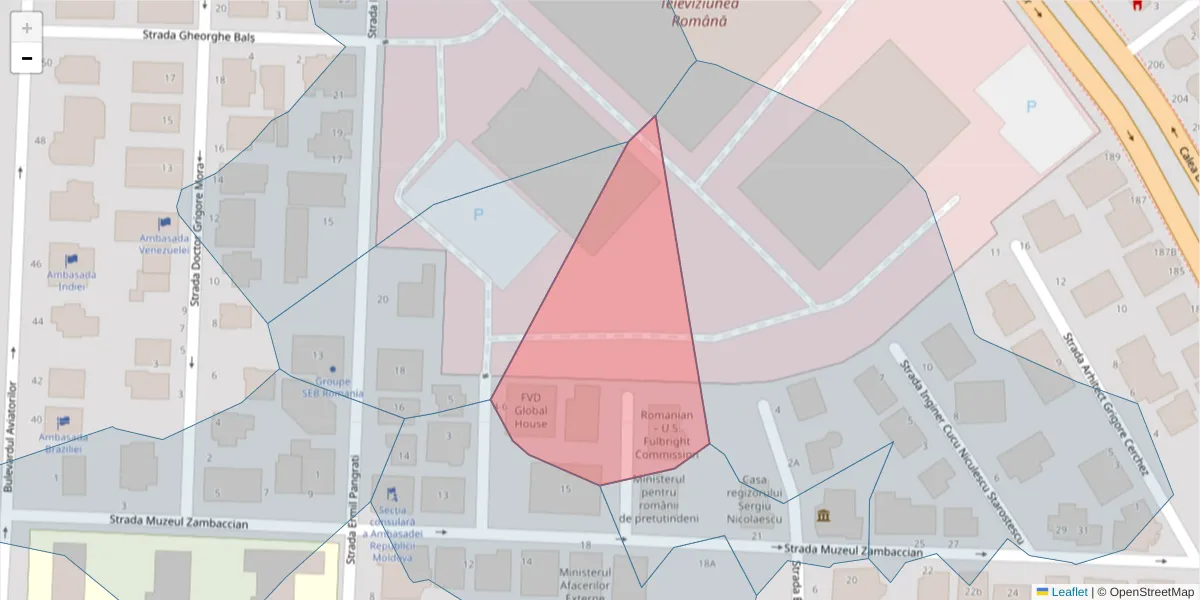 Hartă a codului poștal  și a codurilor poștale învecinate
