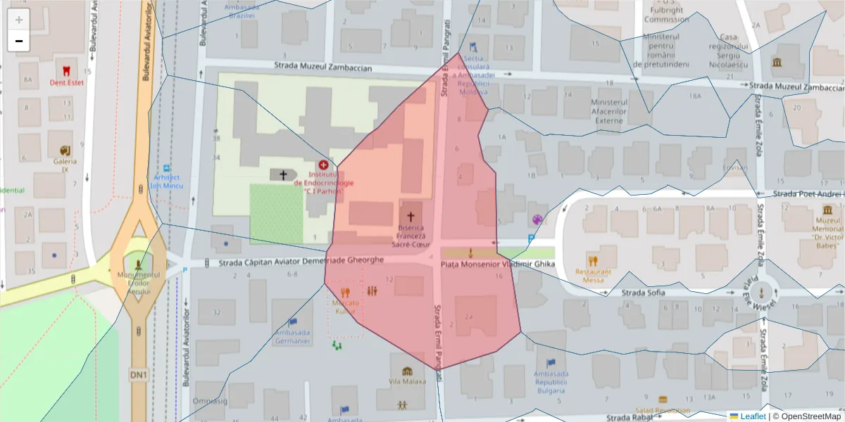 Hartă a codului poștal  și a codurilor poștale învecinate