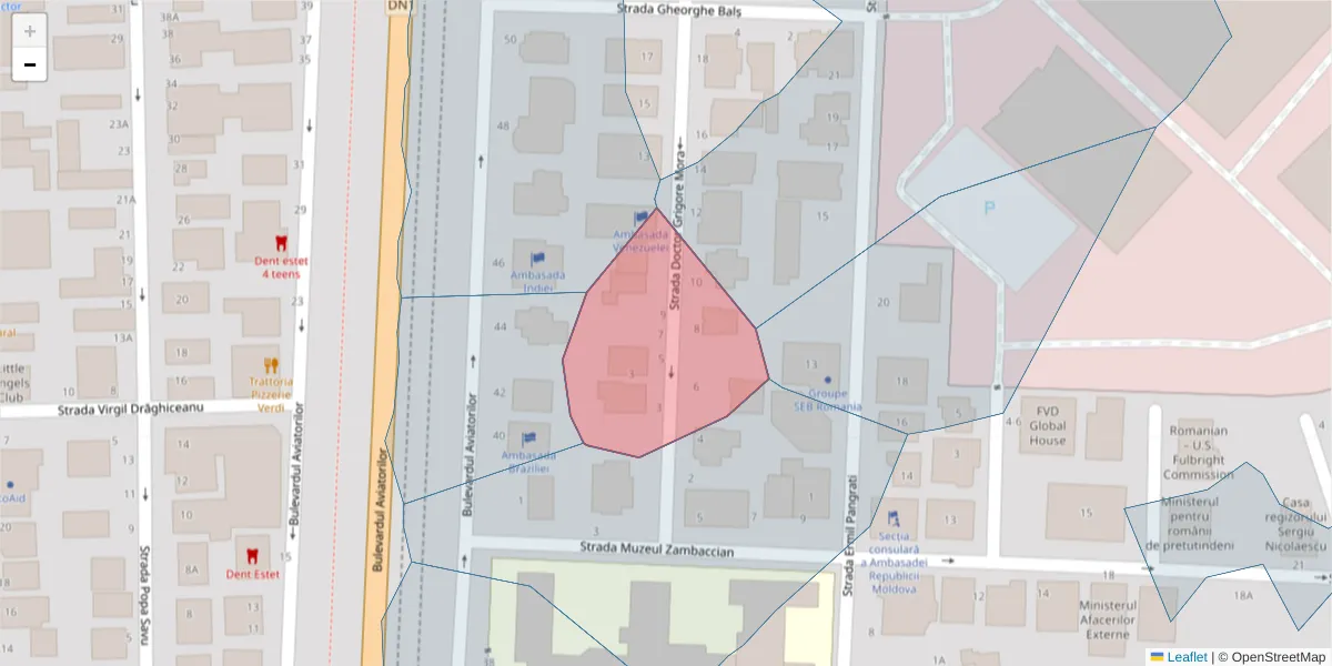Hartă a codului poștal  și a codurilor poștale învecinate