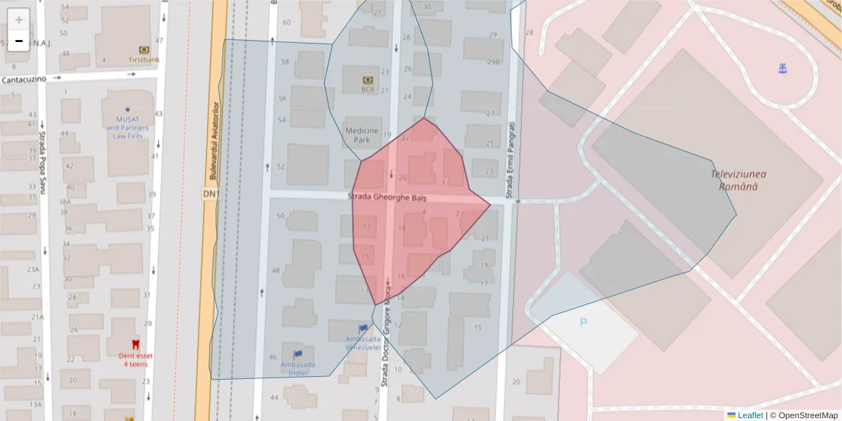 Hartă a codului poștal  și a codurilor poștale învecinate