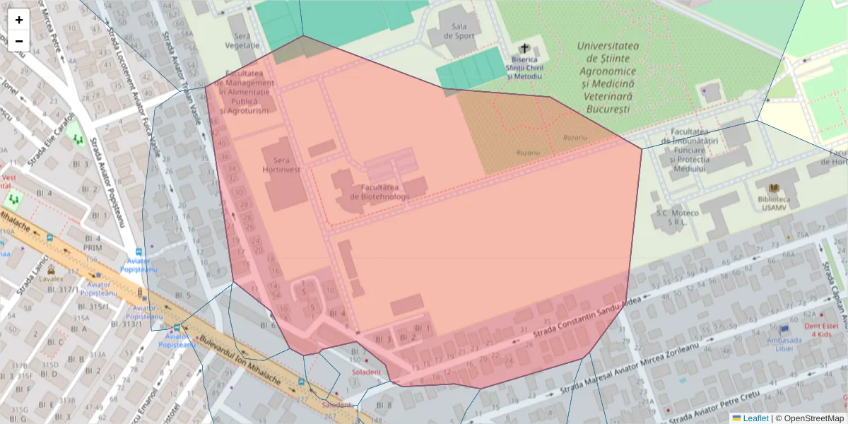 Hartă a codului poștal  și a codurilor poștale învecinate